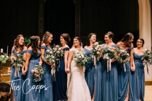 dusty blue bridesmaid flowers