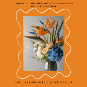 Tropical bouquet with bird of paradise and hydrangea